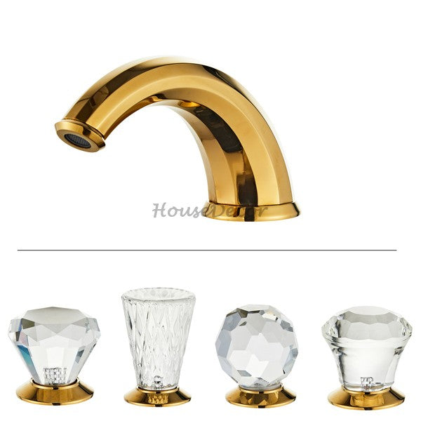 Gold bath shower mixer tap dual handle control additional view