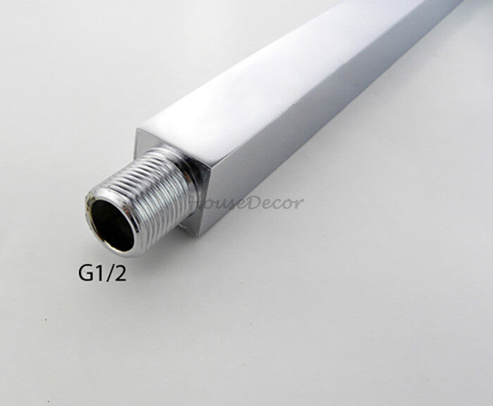Chrome shower head wall mounted design detail view