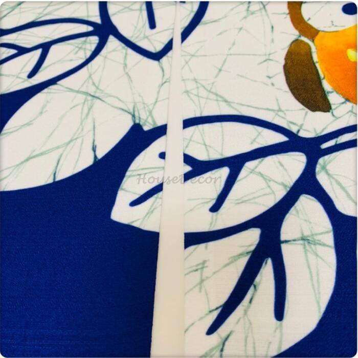 Blue Fabric doorway curtain room divider design detail view