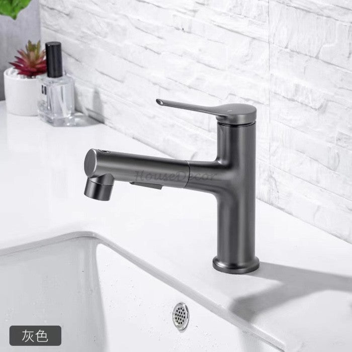 Modern kitchen sink mixer tap pull out spray detail view