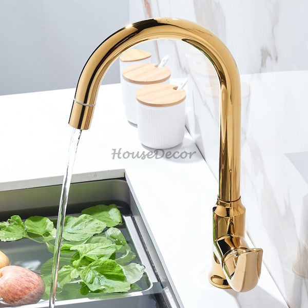 Gold kitchen sink mixer tap pull out spray detail view