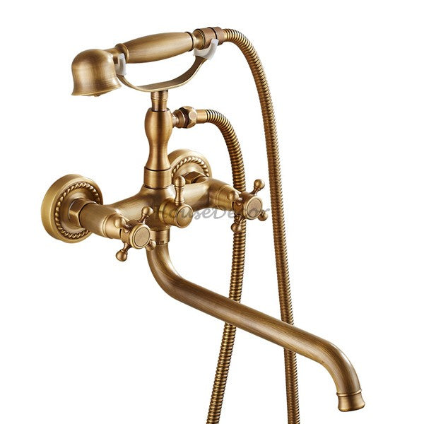 Antique Brass bath shower mixer tap swivel spout main view
