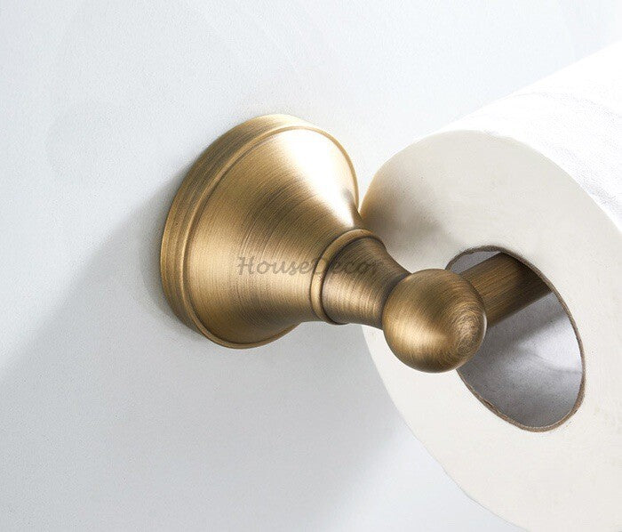 Antique Brass toilet paper holder wall mounted design detail view