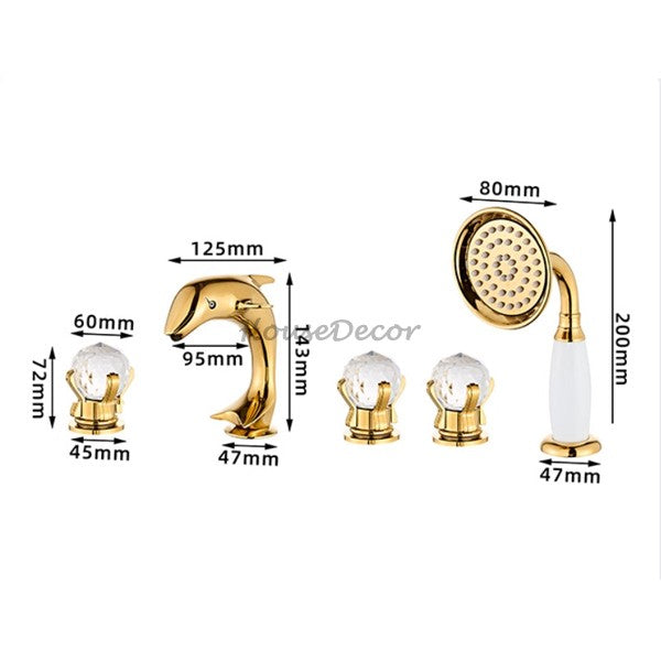 Gold bath shower mixer tap detailed product view additional view