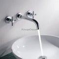 Chrome bathroom basin mixer tap wall mounted design main view