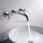 Chrome bathroom basin mixer tap wall mounted design main view