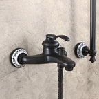Black Brass bath shower mixer tap wall mounted design detail view