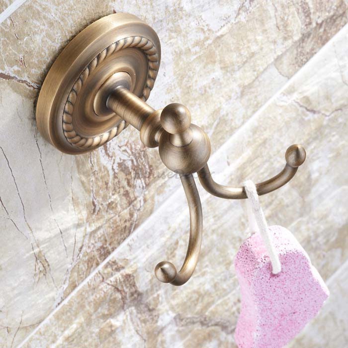 Antique Brass robe hook wall mounted design detail view