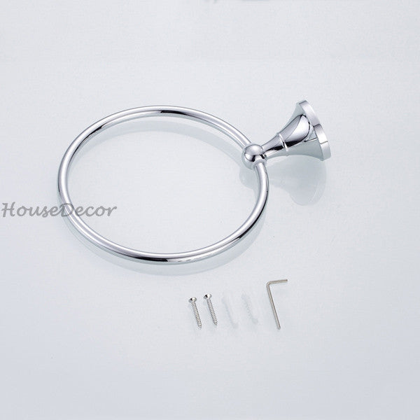 Chrome towel ring wall mounted design detail view