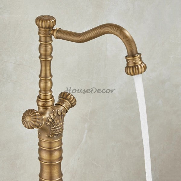 Modern bath shower mixer tap floor mounted design detail view
