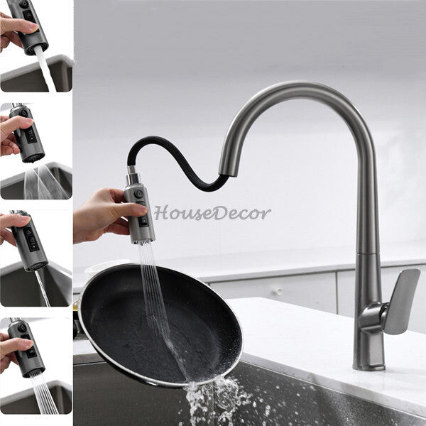 Modern kitchen sink mixer tap pull out spray additional view