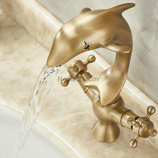Antique Brass bath shower mixer tap dual handle control additional view