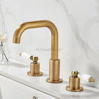 Antique Brass bath shower mixer tap dual handle control additional view