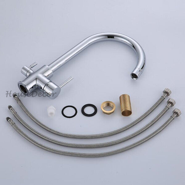 Chrome kitchen sink mixer tap detailed product view additional view