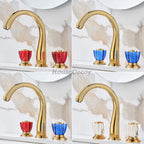Gold bath shower mixer tap dual handle control main view