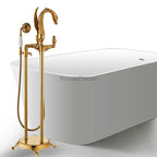 Gold bath shower mixer tap floor mounted design detail view