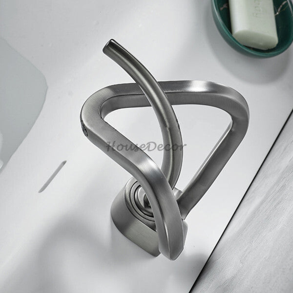Modern bathroom basin mixer tap waterfall spout additional view