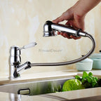 Modern Ceramic kitchen sink mixer tap pull out spray detail view