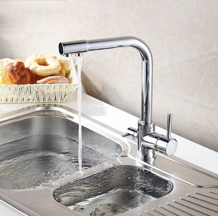 Modern kitchen sink mixer tap swivel spout main view