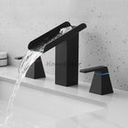 Black bath shower mixer tap waterfall spout detail view