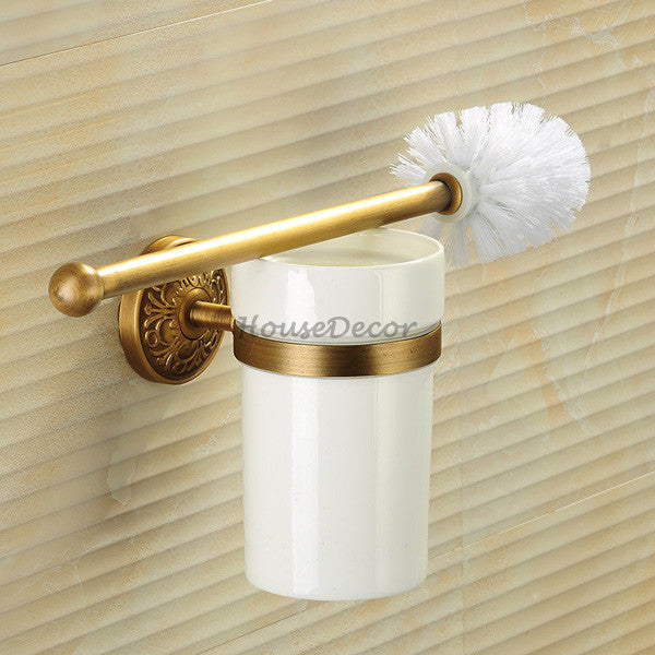 Antique Brass toilet brush holder detailed product view main view