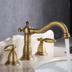 Antique Brass bath shower mixer tap 3 hole installation detail view