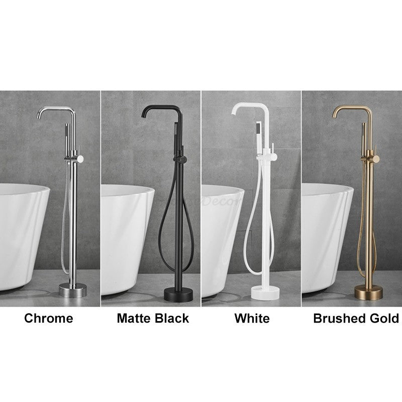 Freestanding Bath Mixer Tap Handheld Shower Head Floor Mount Tub Filler Faucet
