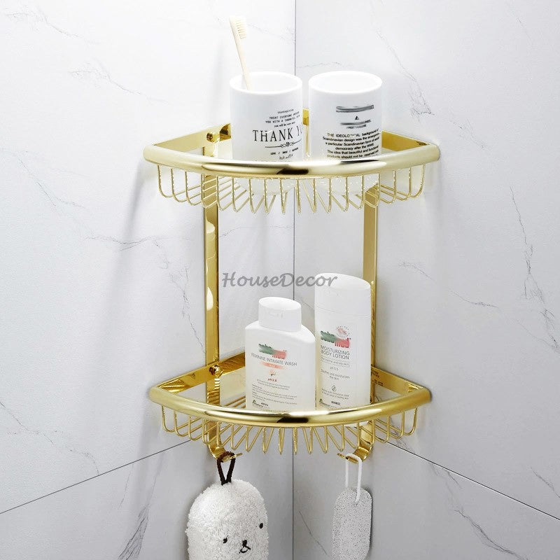 Gold toilet brush holder detailed product view additional view