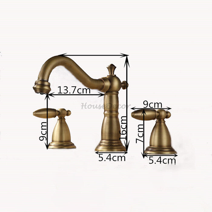 Antique Brass bath shower mixer tap 3 hole installation additional view