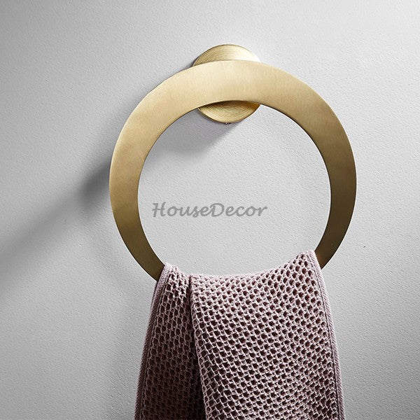 Brushed Gold towel rack wall mounted design detail view