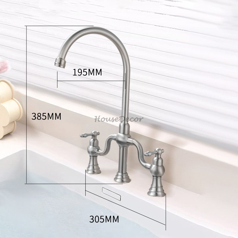 Modern kitchen sink mixer tap dual handle control additional view