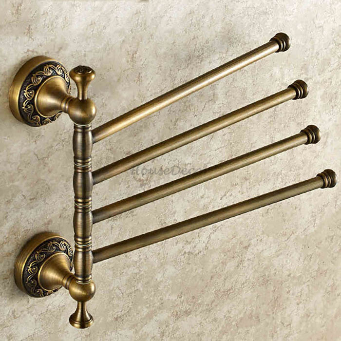 Antique Brass towel rack swivel spout detail view