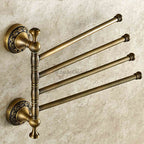 Antique Brass towel rack swivel spout detail view