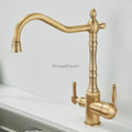 Modern kitchen sink mixer tap swivel spout detail view