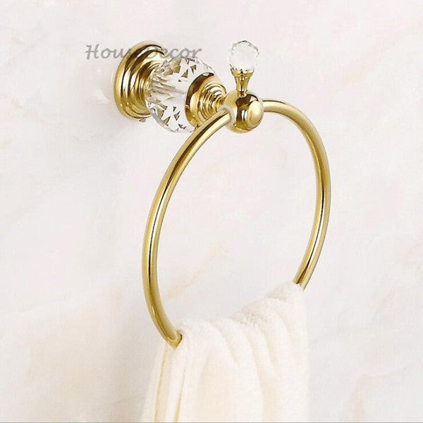 Gold towel ring wall mounted design detail view