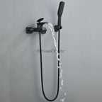 Modern bath shower mixer tap waterfall spout detail view