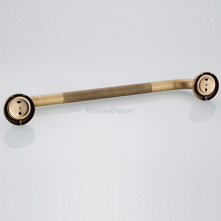 Antique Brass bathroom grab bar safety grip detail view