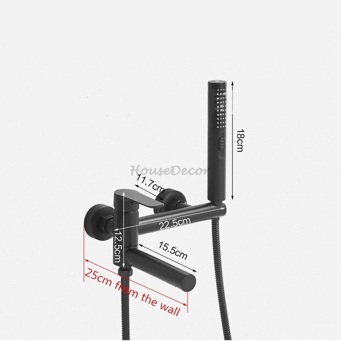 Matte Black Brass bath shower mixer tap wall mounted design additional view