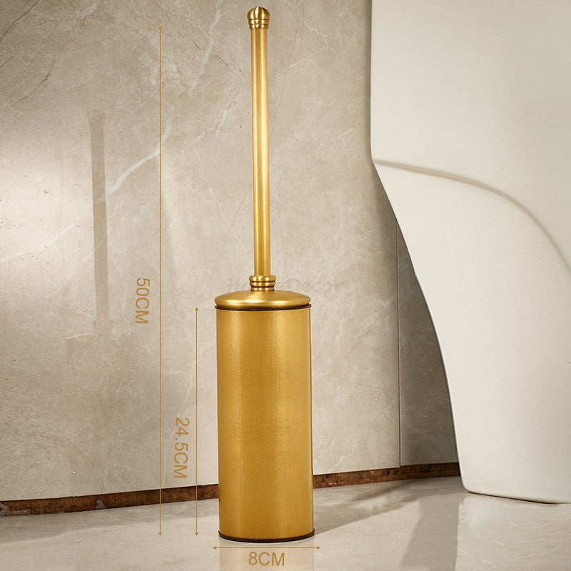 Luxury High-end Brass Floor Standing Toilet With lid Cleaning Brush Holder Set