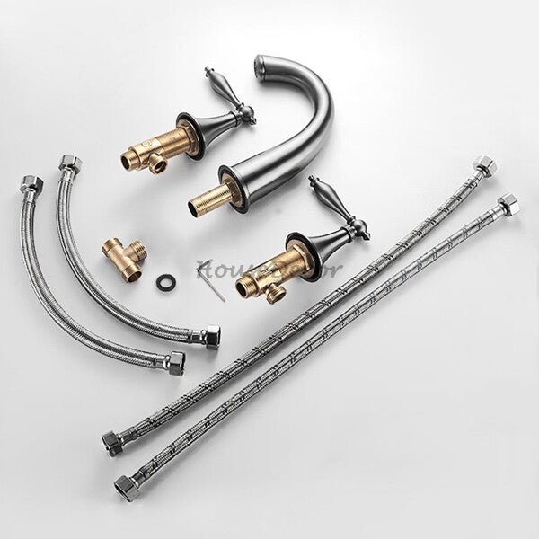 Modern bath shower mixer tap dual handle control additional view