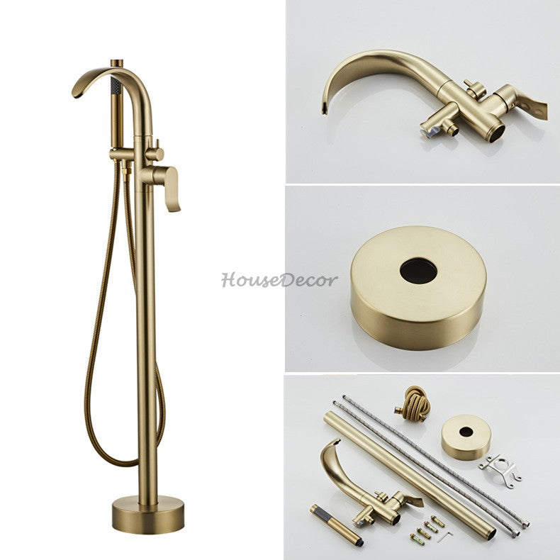 Brass bath shower mixer tap handheld shower set detail view