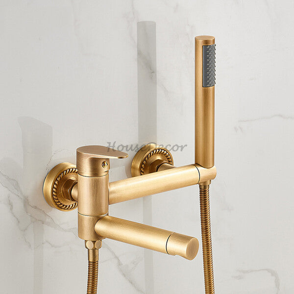 Modern bath shower mixer tap swivel spout detail view