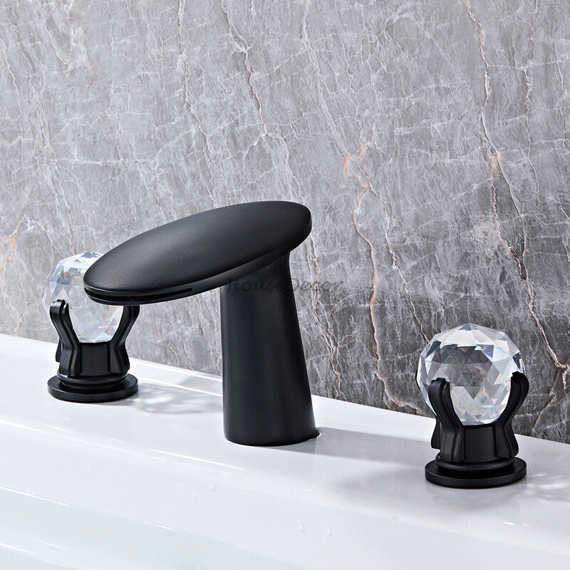 Modern bath shower mixer tap waterfall spout detail view