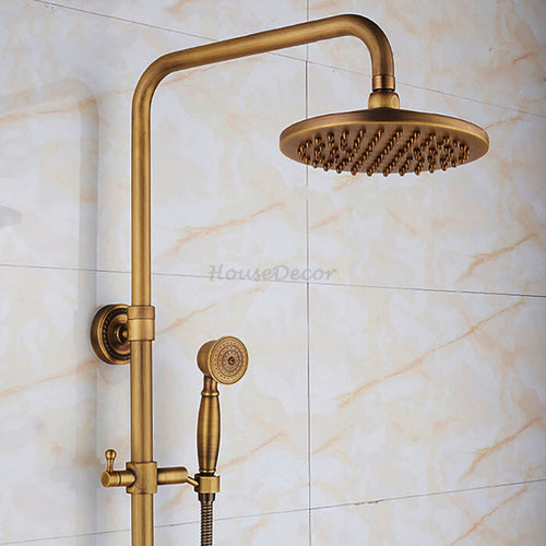 Antique Brass bath shower mixer tap single lever control detail view