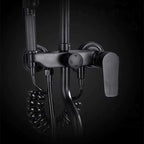 Black bath shower mixer tap handheld shower set detail view