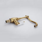 Antique Brass kitchen sink mixer tap swivel spout detail view