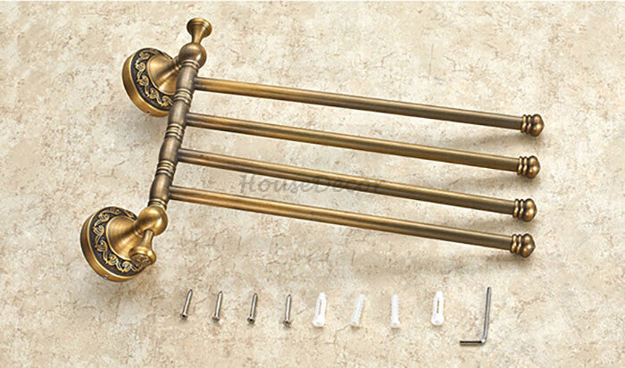 Antique Brass towel rack swivel spout additional view