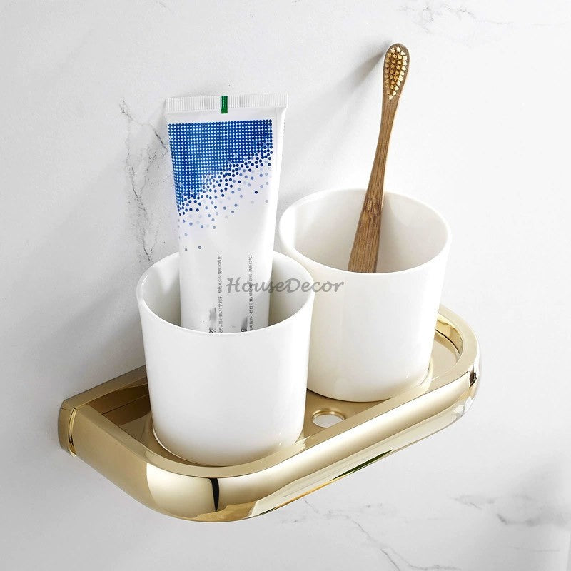 Gold toilet brush holder detailed product view additional view