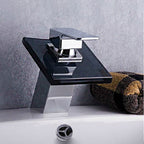 Chrome bathroom basin mixer tap waterfall spout main view