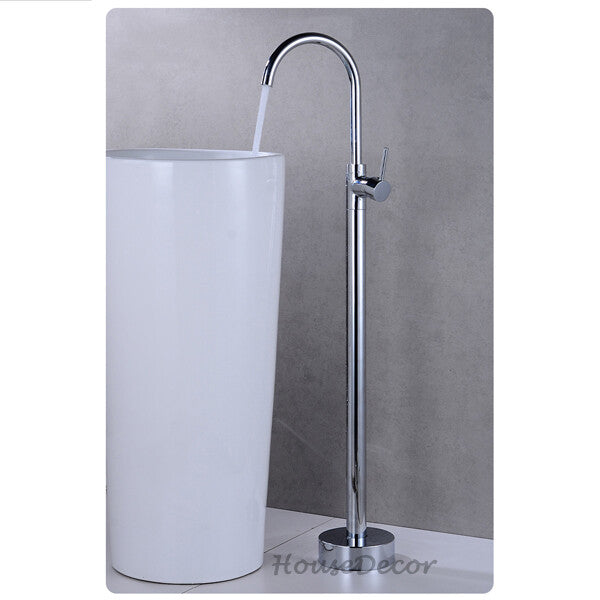 Modern bath shower mixer tap floor mounted design detail view
